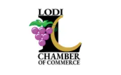 Lodi Chamber of Commerce logo with a gold letter C and a purple grape cluster beside the text Lodi Chamber of Commerce.